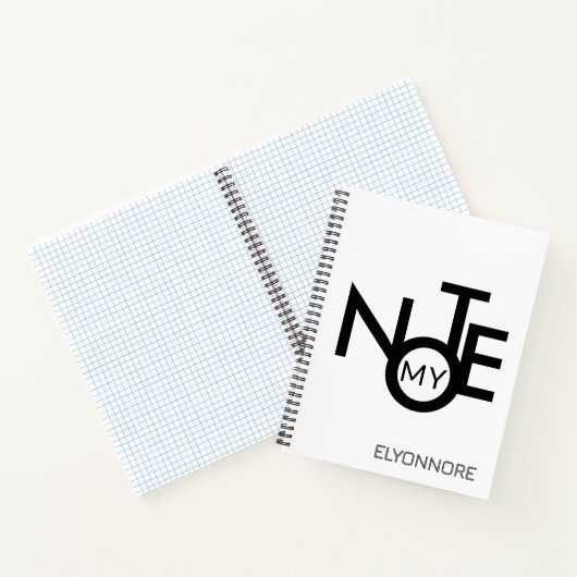 Modern Minimal Typography Black & White Name Note Notitieboek (Binnen)