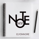 Modern Minimal Typography Black & White Name Note Notitieboek