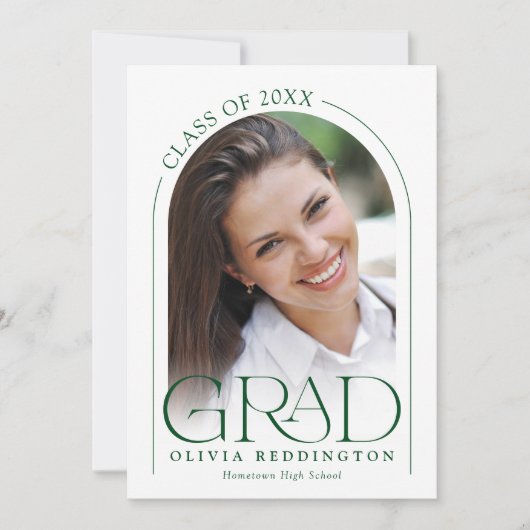 Modern Minimal Typography Green 2 Photo Arch Afstu Aankondiging (Voorkant)