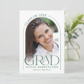 Modern Minimal Typography Green 2 Photo Arch Afstu Aankondiging (Staand voorkant)