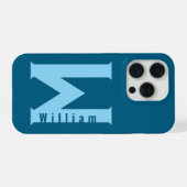 Modern minimal typography monogram sage bleu Hoesj iPhone Hoesje (Achterkant horizontaal)