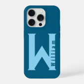 Modern minimal typography monogram sage bleu Hoesj iPhone Hoesje (Achterkant)