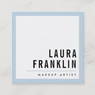 MODERN MINIMAL vetgedrukte naam bord baby blauw zw Vierkante Visitekaartje