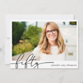 Modern Minimal Vijftig 50ste foto Verjaardagsfeest Kaart (Voorkant)