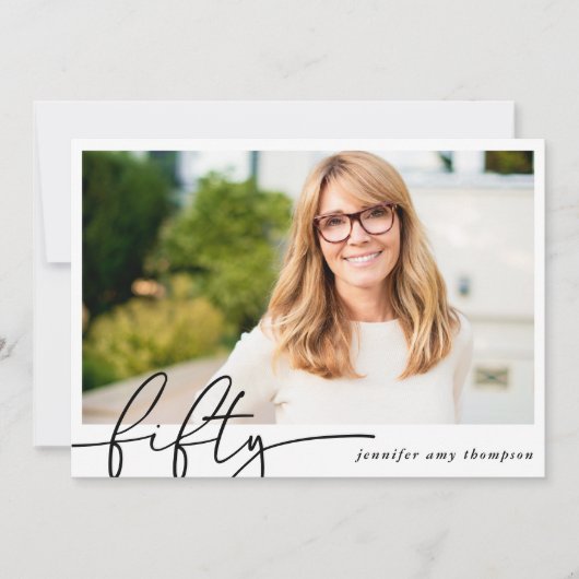Modern Minimal Vijftig 50ste foto Verjaardagsfeest Kaart (Voorkant)