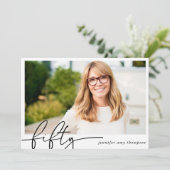 Modern Minimal Vijftig 50ste foto Verjaardagsfeest Kaart (Staand voorkant)