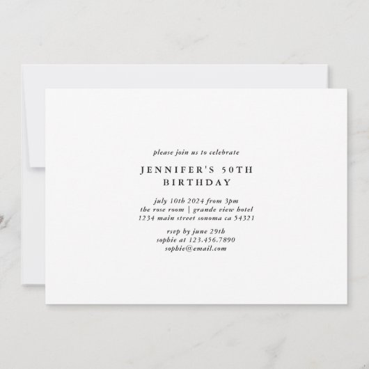 Modern Minimal Vijftig 50ste foto Verjaardagsfeest Kaart (Achterkant)