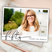 Modern Minimal Vijftig 50ste foto Verjaardagsfeest Kaart