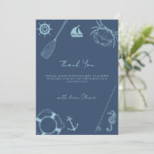 Modern Minimal Vissen Nautical Boy Baby shower Bedankkaart (Staand voorkant)