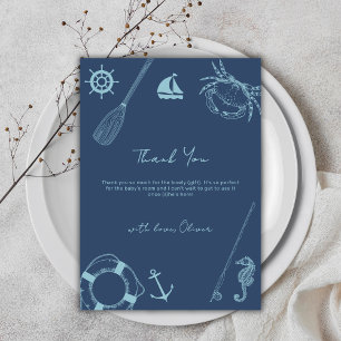 Modern Minimal Vissen Nautical Boy Baby shower Bedankkaart