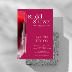 Modern, Minimal Viva Magenta Bridal Shower  Kaart