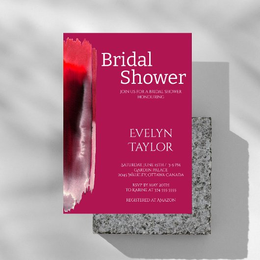 Modern, Minimal Viva Magenta Bridal Shower  Kaart