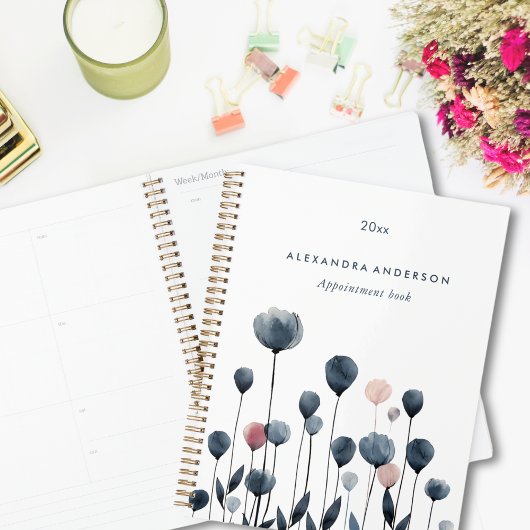 Modern Minimal Waterverf Wildflowers Afspraak Planner