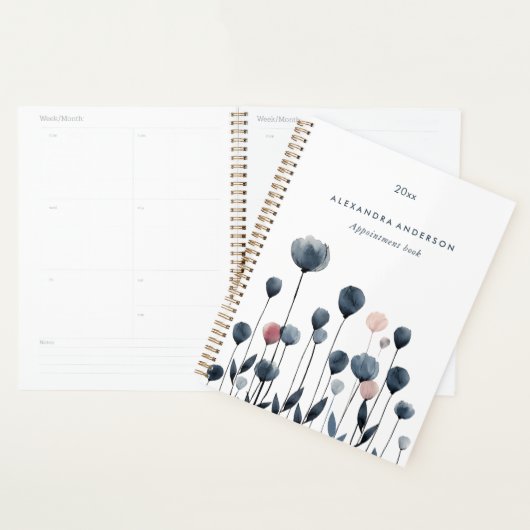 Modern Minimal Waterverf Wildflowers Afspraak Planner (Display)