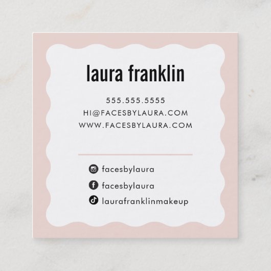 MODERN MINIMAL WAVE eenvoudig chic blush roze Vierkante Visitekaartje (Achterkant)