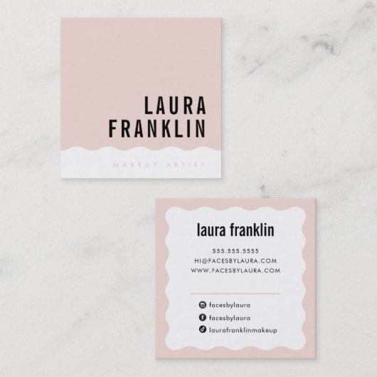 MODERN MINIMAL WAVE eenvoudig chic blush roze Vierkante Visitekaartje (Voorkant / Achterkant)