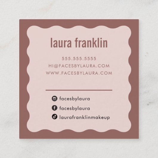 MODERN MINIMAL WAVE eenvoudige chique klei blush r Vierkante Visitekaartje (Achterkant)