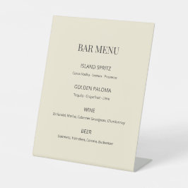 Modern Minimal Wedding Bar Menu Sign Reclamebord Met Voetstuk