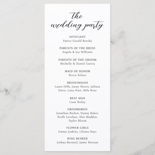 Modern minimal Wedding Ceremony Programme (Achterkant)