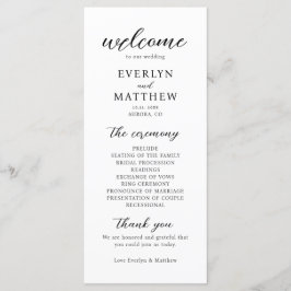 Modern minimal Wedding Ceremony Programme