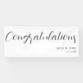 Modern Minimal Wedding Gefeliciteerd Handschrift Spandoek (Horizontaal)