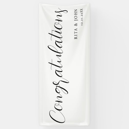 Modern Minimal Wedding Gefeliciteerd Handschrift Spandoek (Verticaal)