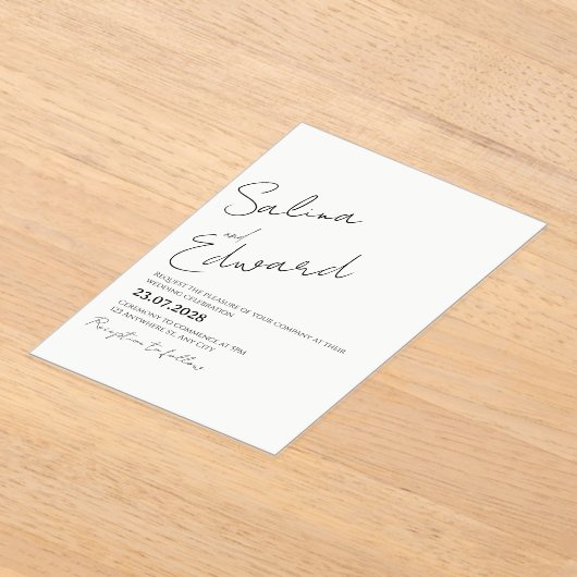Modern Minimal Wedding Invitation Acryl Uitnodigingen (Laagn)
