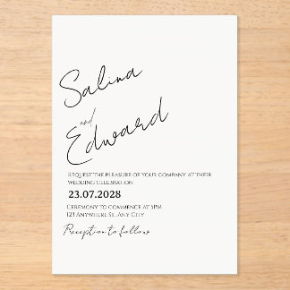 Modern Minimal Wedding Invitation Acryl Uitnodigingen