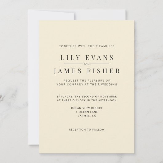 Modern Minimal Wedding Invitation Kaart (Voorkant)