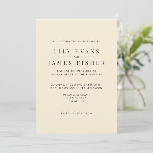 Modern Minimal Wedding Invitation Kaart (Staand voorkant)