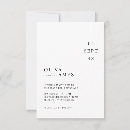 Modern Minimal Wedding Invitation Kaart (Voorkant)
