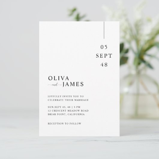 Modern Minimal Wedding Invitation Kaart (Staand voorkant)