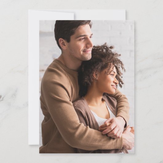 Modern Minimal Wedding Invitation Photo on Back Kaart (Achterkant)