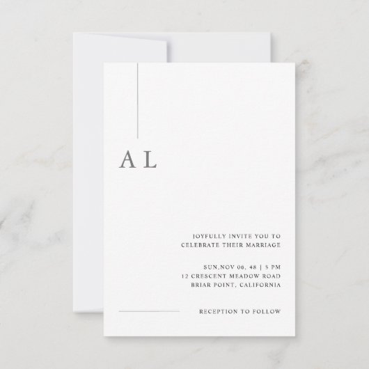 Modern Minimal Wedding Invitation with Photo Kaart (Achterkant)