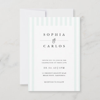 Modern Minimal Wedding Invitation with  Stripe Kaart