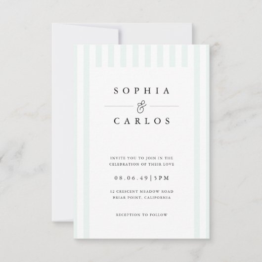 Modern Minimal Wedding Invitation with Stripe Kaart (Voorkant)
