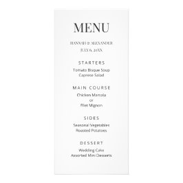Modern Minimal Wedding Menu