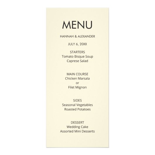 Modern Minimal Wedding Menu - Easy Edit (Voorkant)