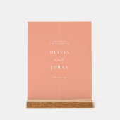 Modern Minimal Wedding Peach Welkom Acryl Bord (Voorkant)