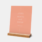 Modern Minimal Wedding Peach Welkom Acryl Bord (Hoek)