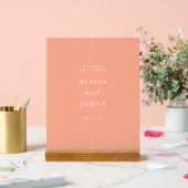 Modern Minimal Wedding Peach Welkom Acryl Bord (Huwelijk)