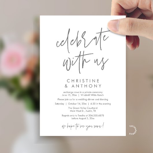 Modern Minimal Wedding Reception Dinner Kaart