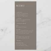 Modern Minimal Wedding Reception Menu Taupe (Voorkant)