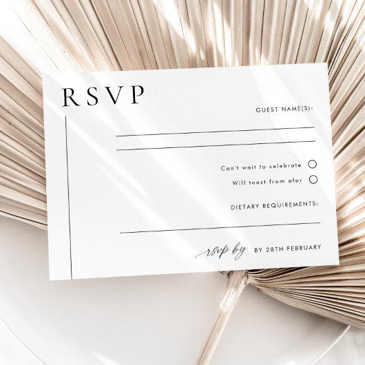 Modern Minimal Wedding RSVP Briefkaart LAYLA