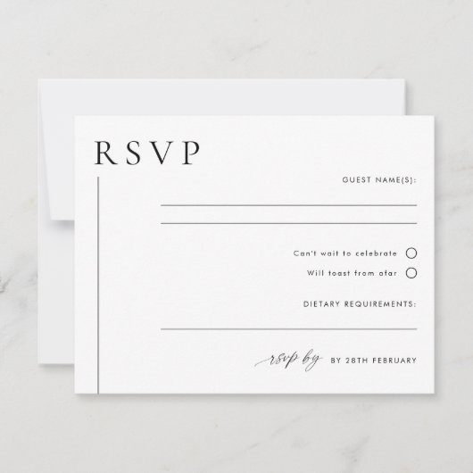 Modern Minimal Wedding RSVP Briefkaart LAYLA (Voorkant)