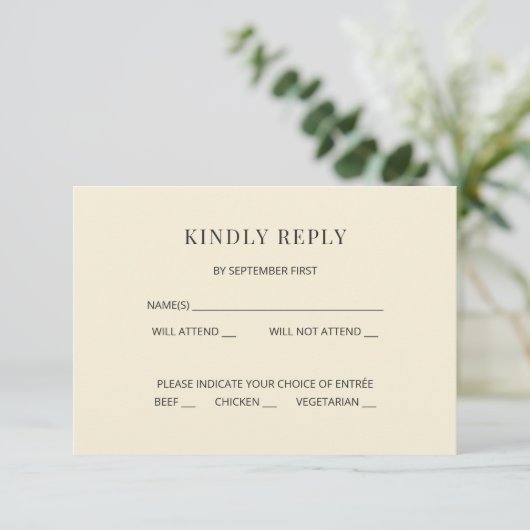 Modern Minimal Wedding RSVP Card Kaart (Staand voorkant)