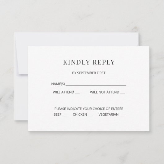 Modern Minimal Wedding RSVP Card Kaart (Voorkant)
