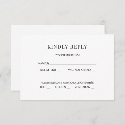 Modern Minimal Wedding RSVP Card Kaart (Voorkant / Achterkant)