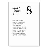 Modern Minimal Wedding Table Number Seating Chart Kaart (Voorkant)