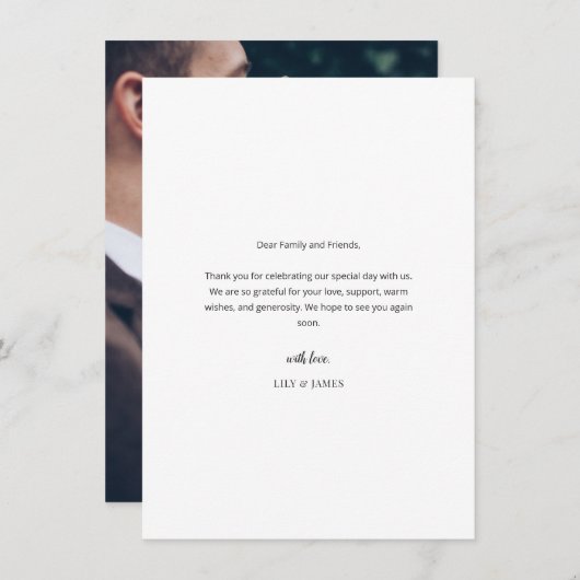 Modern Minimal Wedding Thank You Card with Photo Bedankkaart (Voorkant / Achterkant)